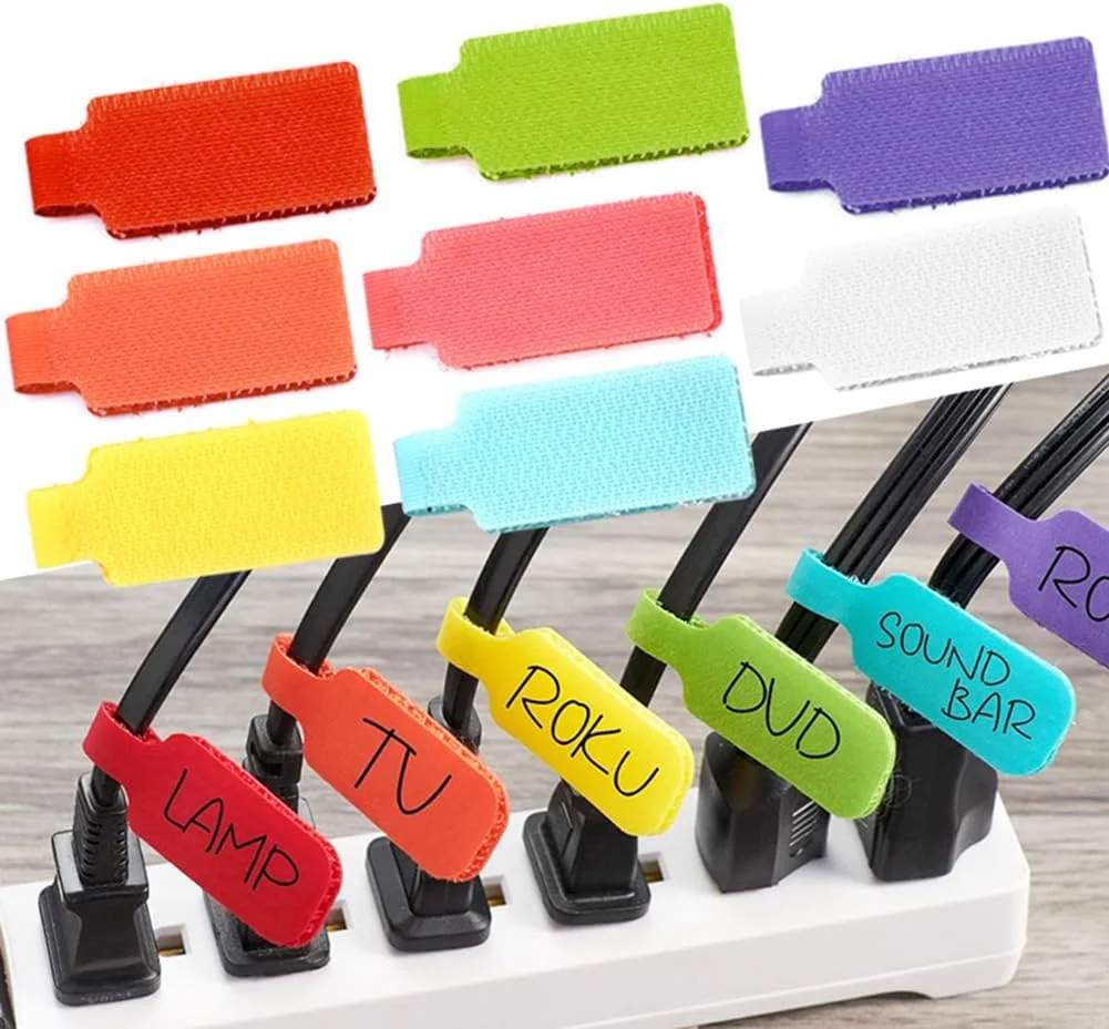 ۵۰ عدد برچسب کابل رنگی قابل نوشتن - ایده آل برای سازماندهی و شناسایی آسان