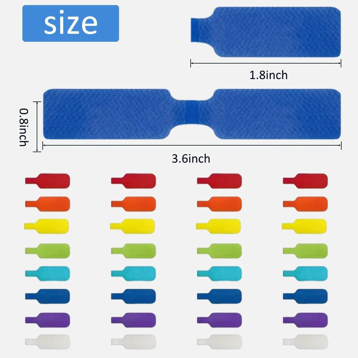 برچسب کابل - بسته 32 عددی برچسب سیم و کابل چند رنگ قابل نوشتن با بست قلاب و حلقه ای قابل استفاده مجدد برای مدیریت و شناسایی کابل (4.52 x 2.01 سانتی متر)