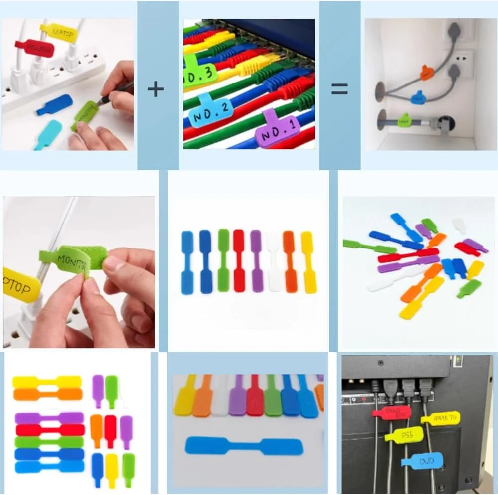 ۵۰ عدد برچسب کابل رنگی قابل نوشتن - ایده آل برای سازماندهی و شناسایی آسان