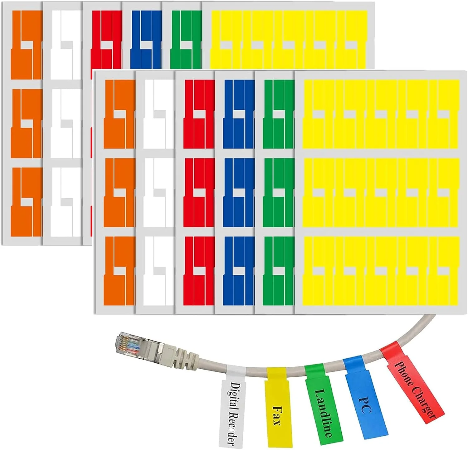 360 عدد برچسب کابل قابل نوشتن، ضد آب و مقاوم در برابر پارگی، نشانگر کابل، برچسب سیم، قابل نوشتن برای شناسایی (6 رنگ)