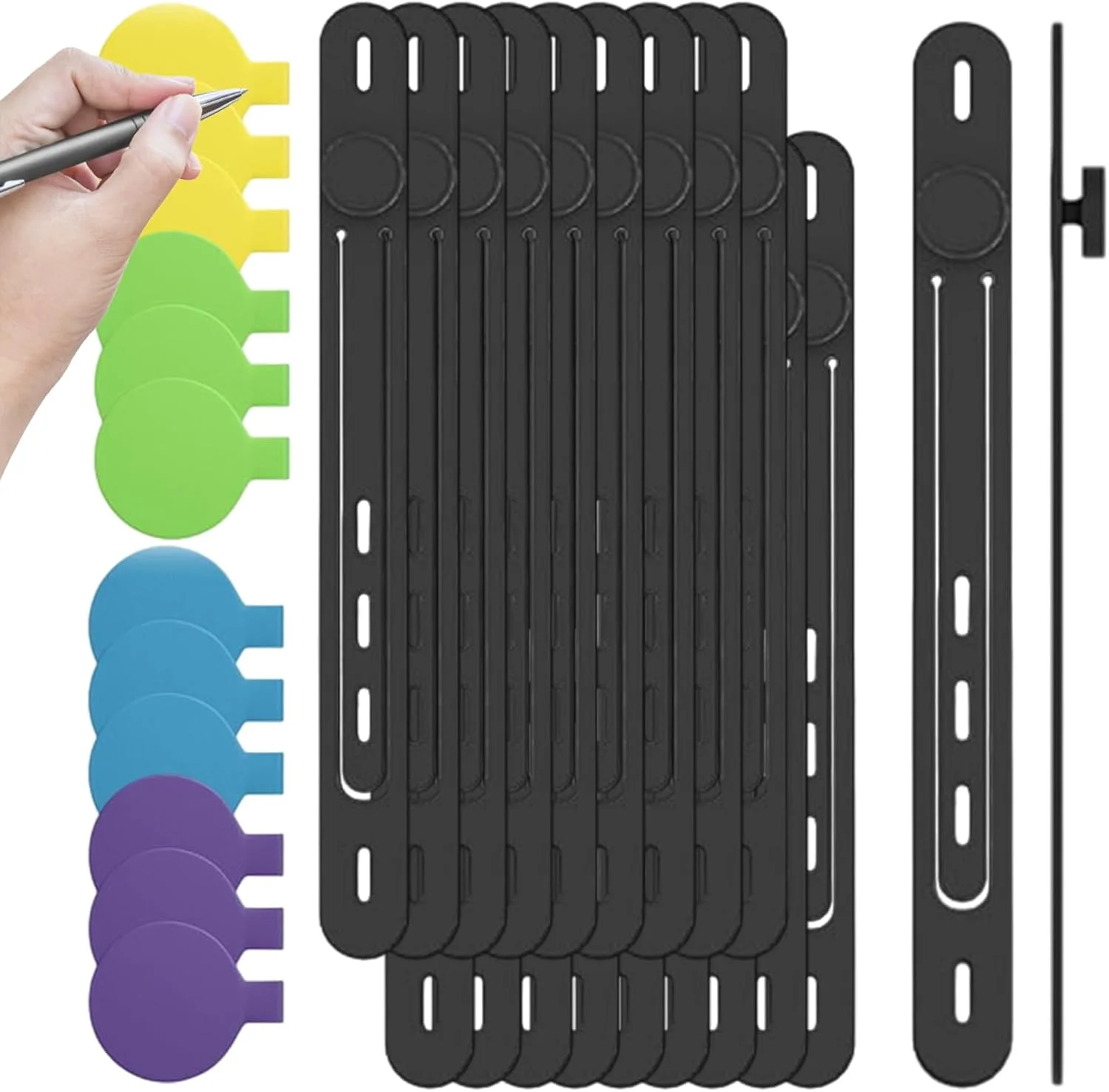 برچسب کابل، سازمان دهنده سیلیکونی قابل استفاده مجدد - برچسب سیم قابل نوشتن - برای سازماندهی سبک زندگی، خانه، مسافرت، گجت شخصی، ذخیره سازی، لوازم الکترونیکی، میز کار