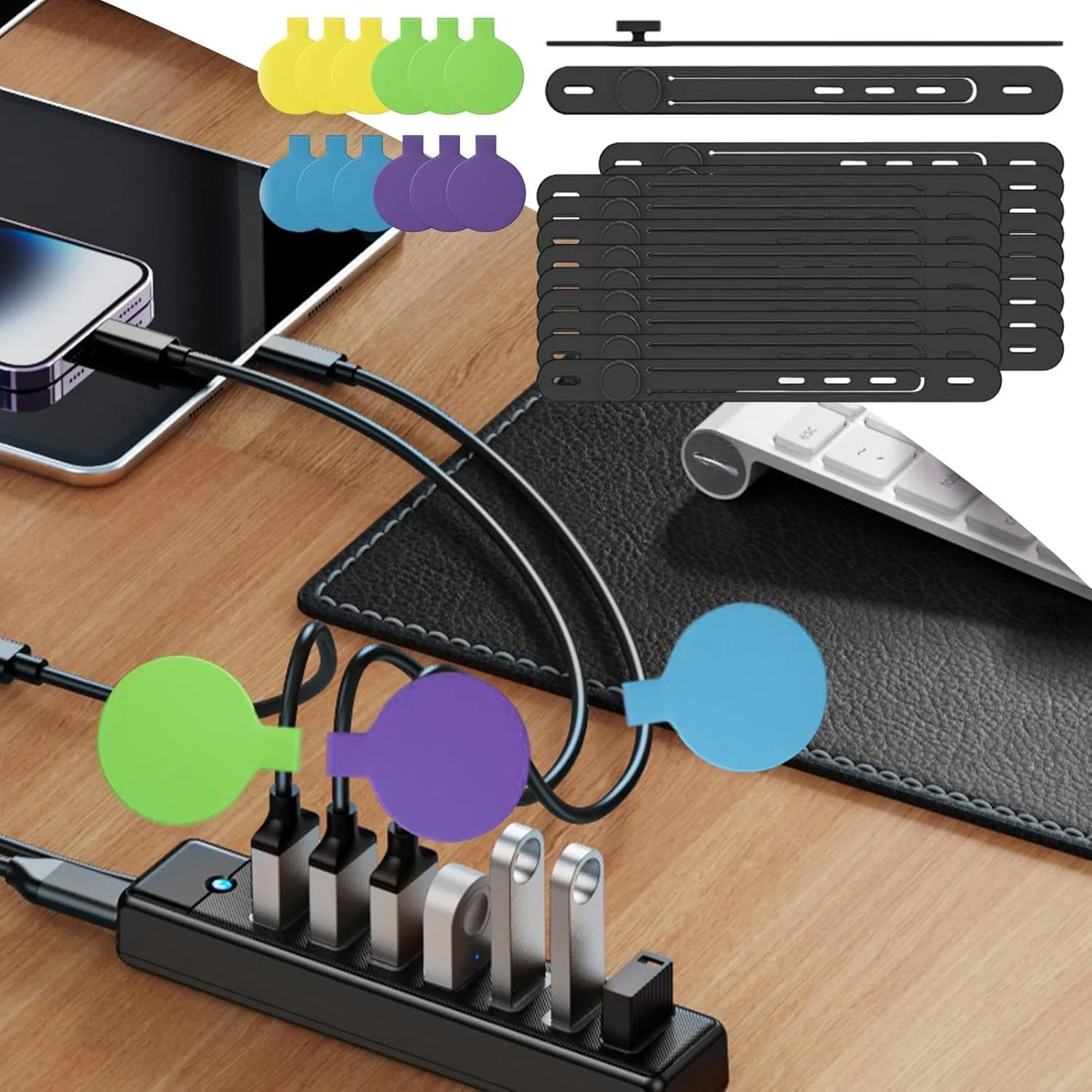 برچسب کابل - سازمان دهنده سیلیکونی قابل استفاده مجدد، برچسب مدیریت سیم، برای لوازم الکترونیکی، ذخیره سازی سبک زندگی، گجت، سازماندهی شخصی سفر، میز کار