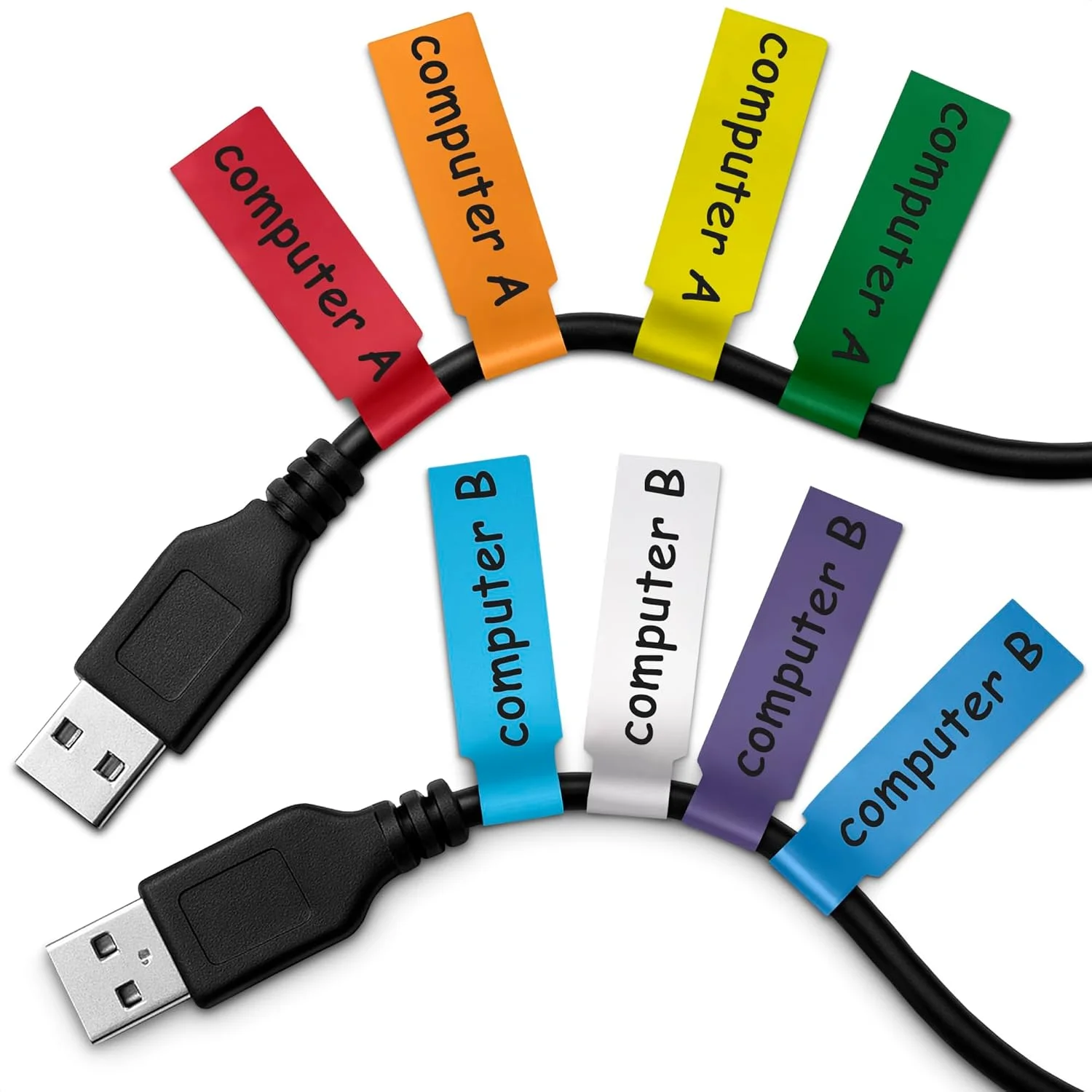 ۲۴۰ عدد برچسب کابل، برچسب های رنگارنگ و ضد آب سیم، برچسب های نوشتنی مقاوم در برابر پارگی، انعطاف پذیر، مناسب برای شناسایی کابل های مختلف شارژر، کابل ها (۸ برگه / A)