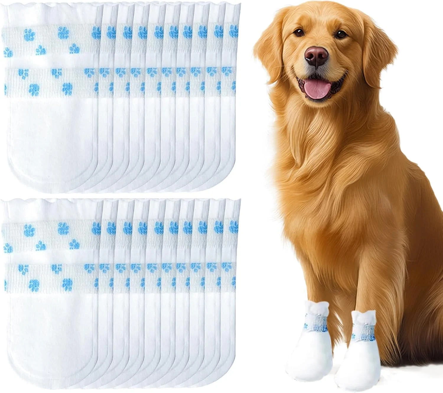 20 عدد جوراب حیوانات خانگی + 1 باند سگ برای پنجه ها، جوراب های یکبار مصرف سگ محافظ پنجه های آسیب دیده، چکمه های ضد آب برای حیوان خانگی آسیب دیده، جلوگیری از لیسیدن پنجه، مناسب برای استفاده در داخل و خارج از منزل