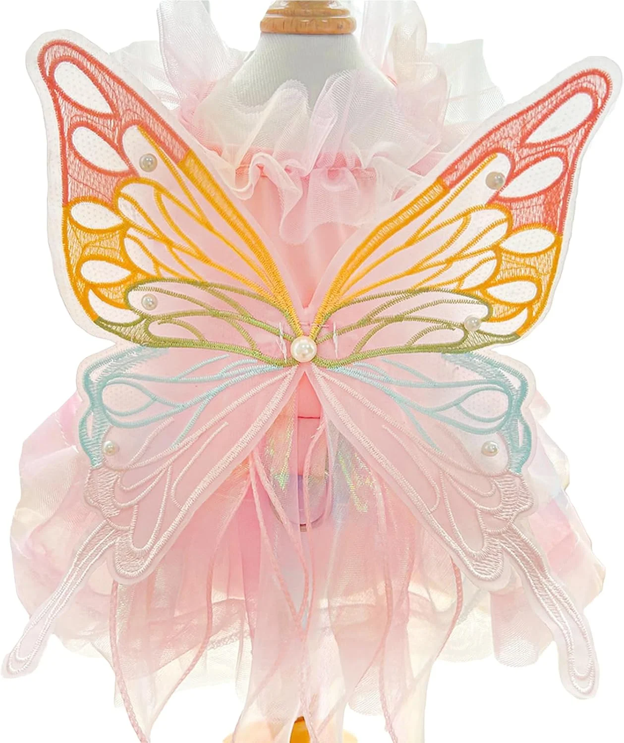 لباس سگ با طرح بال پروانه، دامن توری پرنسسی، لباس مهمانی زیبا برای سگ های کوچک و متوسط (صورتی، XXL (دور سینه 70 سانتی متر))