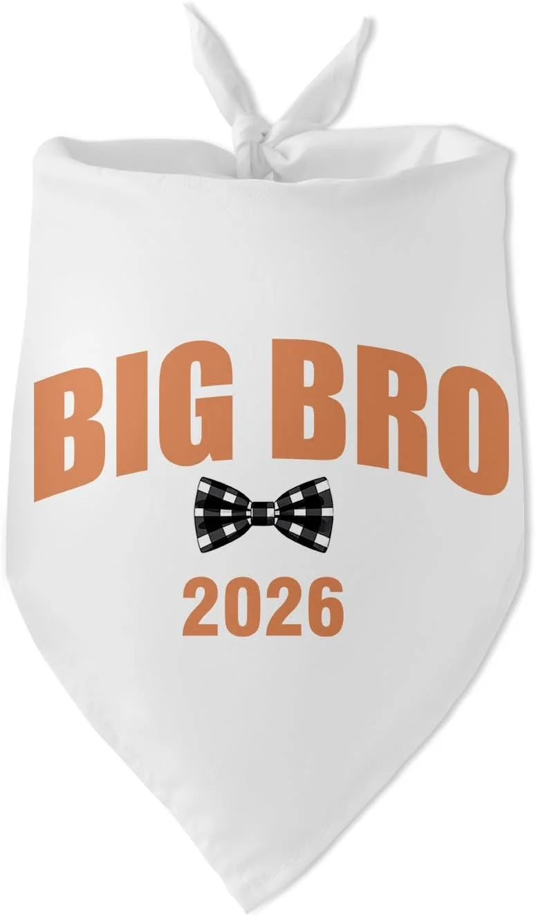 دستمال گردن سگ طرح Big Bro 2026، روسری سفید حیوانات خانگی، لوازم جانبی، اعلامیه نوزاد، اکسسوری عکس برای دوستداران سگ، هدیه صاحب سگ