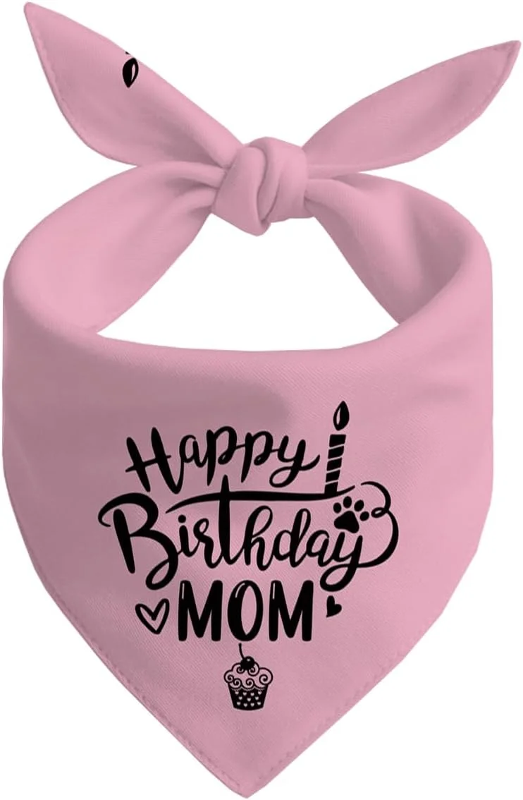 دستمال گردن سگ، دستمال گردن سگ طرح تولدت مبارک مادر، شال گردن سگ با طرح چهارخانه کلاسیک، شال حیوانات خانگی، لوازم جانبی شال حیوانات خانگی، هدیه دستمال گردن سگ برای جشن تولد مادر M9