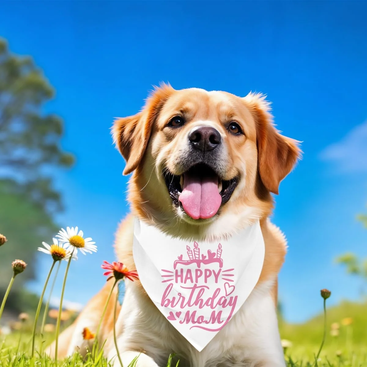 دستمال گردن سگ، دستمال گردن سگ طرح تولدت مبارک مادر، شال گردن سگ با طرح چهارخانه کلاسیک، شال گردن حیوانات خانگی، لوازم جانبی شال گردن حیوانات خانگی، هدیه دستمال گردن سگ برای جشن تولد مادر M4