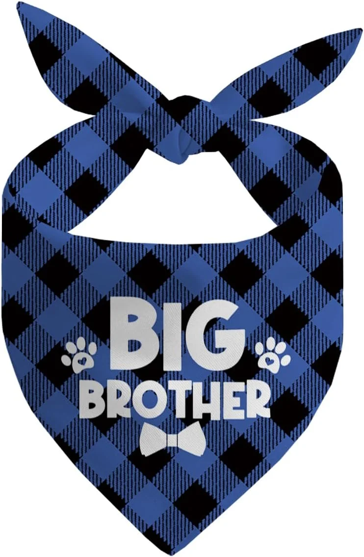 دستمال گردن سگ، دستمال گردن سگ برادر بزرگ، شال گردن حیوانات خانگی آبی طرح چهارخانه، لوازم جانبی شال گردن سگ، لوازم جانبی طرح چهارخانه حیوانات خانگی، هدیه برای سایز کوچک متوسط بزرگ-A12