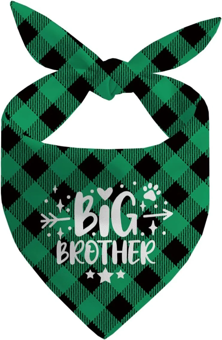 دستمال گردن سگ، دستمال گردن سگ برادر بزرگ، شال گردن حیوانات خانگی سبز طرح چهارخانه، لوازم جانبی شال گردن سگ، لوازم جانبی طرح چهارخانه حیوانات خانگی، هدیه برای سایز کوچک متوسط بزرگ - A3