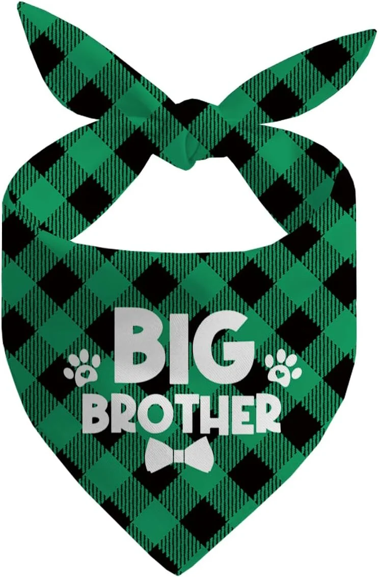 دستمال گردن سگ، دستمال گردن سگ برادر بزرگ، شال گردن حیوانات خانگی سبز طرح چهارخانه، لوازم جانبی شال گردن سگ، لوازم جانبی طرح چهارخانه حیوانات خانگی، هدیه برای سگ های کوچک متوسط بزرگ - A13