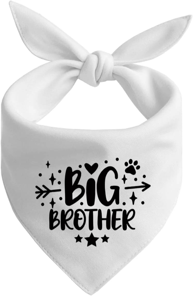 دستمال گردن سگ، دستمال گردن سگ برادر بزرگتر، روسری حیوانات خانگی سفید با طرح چهارخانه، لوازم جانبی روسری سگ، لوازم جانبی طرح چهارخانه حیوانات خانگی برای جشن تعیین جنسیت، هدیه برای سگ های کوچک متوسط بزرگ - A5