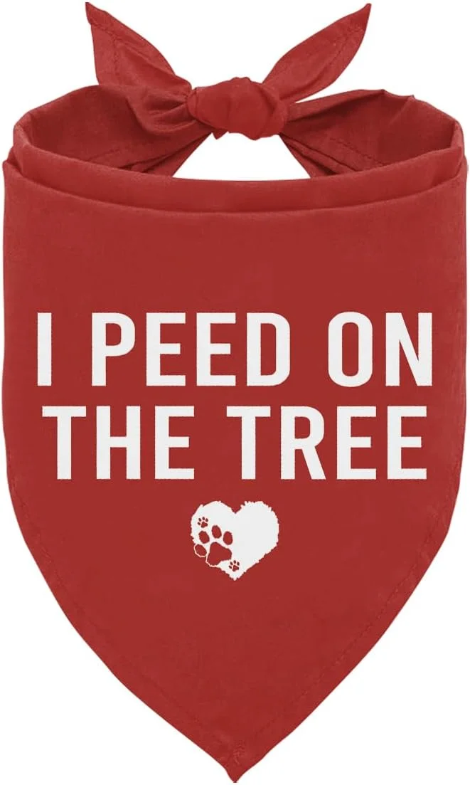 دستمال گردن سگ طرح "روی درخت ادرار کردم"، دستمال گردن خنده دار حیوانات خانگی برای کریسمس، هدیه تولد عالی برای دوستداران سگ، دستمال گردن قرمز سگ، لوازم جانبی شال گردن حیوانات خانگی برای سگ های کوچک و متوسط