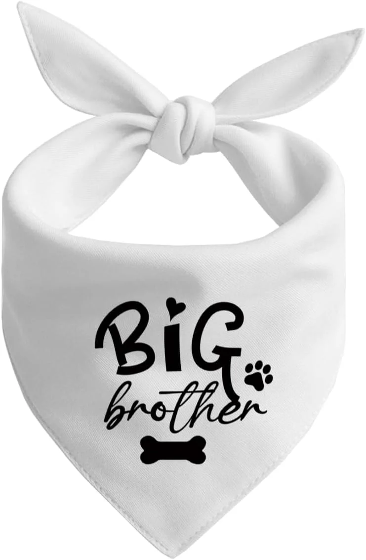 دستمال گردن سگ، دستمال گردن سگ برادر بزرگتر، روسری حیوانات خانگی سفید طرح چهارخانه، لوازم جانبی روسری سگ، لوازم جانبی طرح چهارخانه حیوانات خانگی برای جشن تعیین جنسیت، هدیه برای سایز کوچک متوسط بزرگ - A