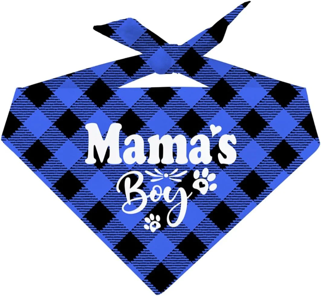 دستمال گردن سگ، دستمال گردن سگ با طرح چهارخانه کلاسیک آبی مشکی، دستمال گردن پارچه ای راحت برای سگ ها، گربه ها، توله سگ ها در اندازه های کوچک، متوسط و بزرگ، هدیه لوازم جانبی حیوانات خانگی