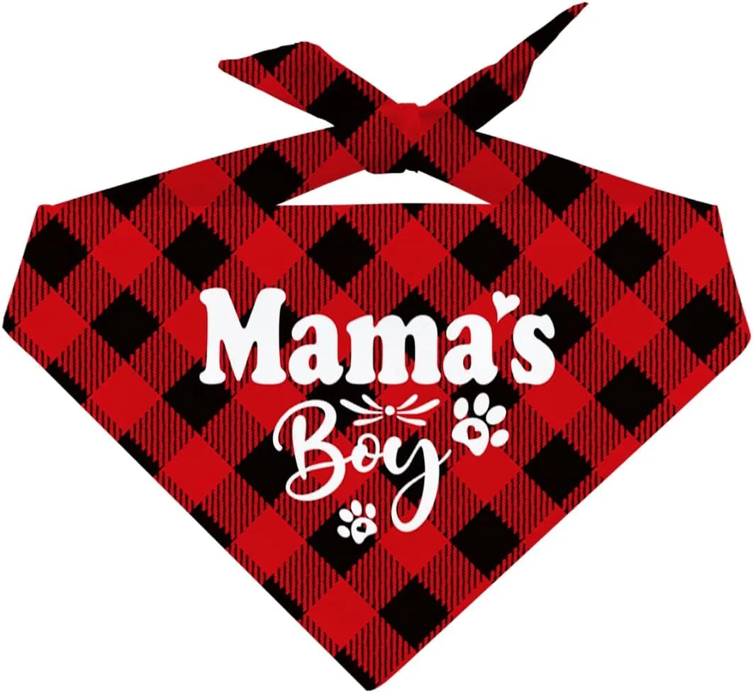 دستمال گردن سگ، دستمال گردن سگ با طرح چهارخانه کلاسیک قرمز مشکی، دستمال گردن پارچه ای راحت برای سگ ها، گربه ها و توله سگ های کوچک، متوسط و بزرگ، هدیه لوازم جانبی حیوانات خانگی