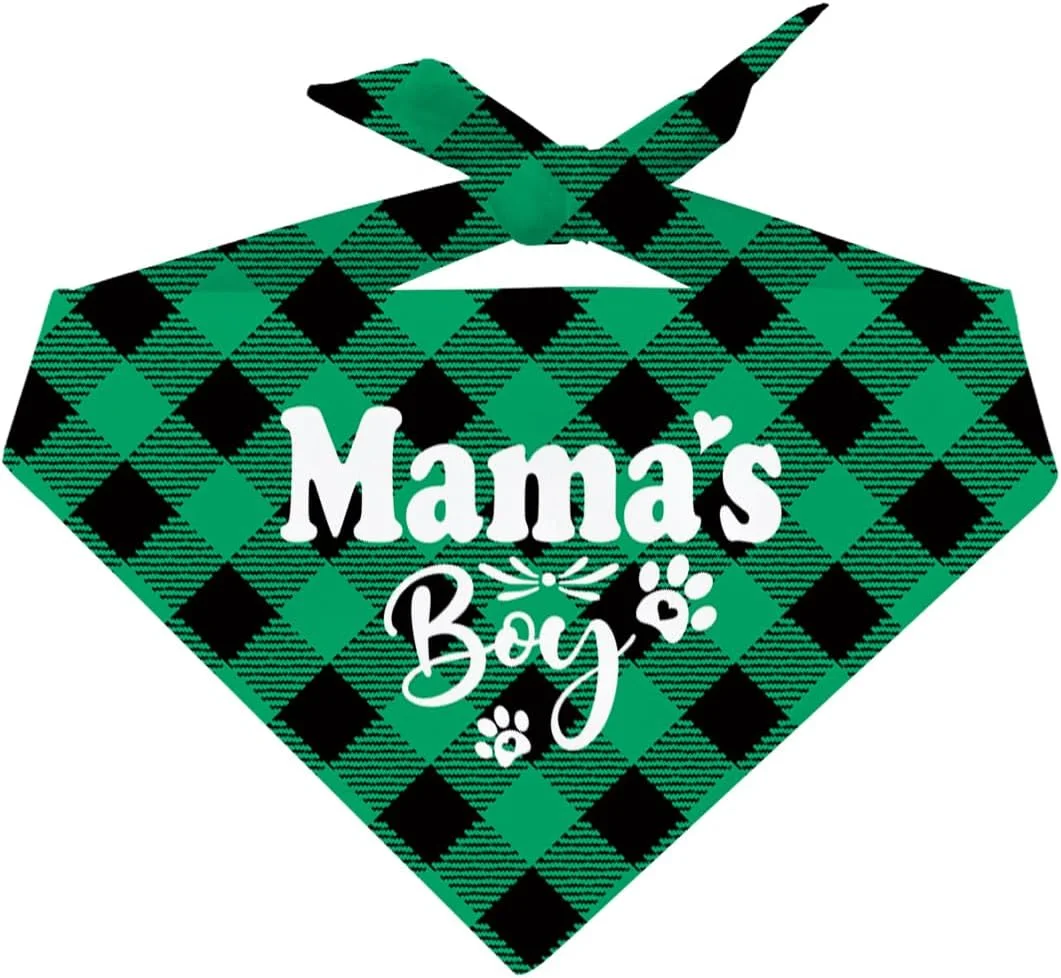 دستمال گردن سگ، دستمال گردن سگ با طرح چهارخانه کلاسیک سبز مشکی، دستمال گردن پارچه ای راحت برای سگ ها، گربه ها و توله سگ های کوچک، متوسط و بزرگ، هدیه لوازم جانبی حیوانات خانگی