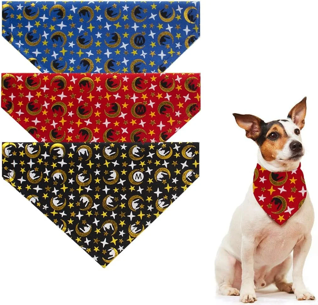 بسته 3 عددی دستمال گردن سگ، دستمال سر سگ با قلاده، دستمال گردن مثلثی قابل شستشو برای سگ ها، دستمال سر برای سگ ها و گربه های کوچک، متوسط و بزرگ