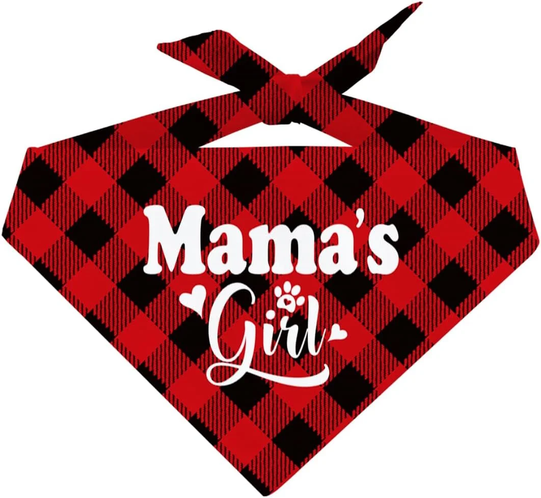 دستمال گردن سگ، شال سگ چهارخانه مشکی قرمز، دستمال گردن پارچه ای راحت برای سگ ها، گربه ها و توله سگ های کوچک، متوسط و بزرگ، لوازم جانبی شال سگ برای هدایای کریسمس و تولد