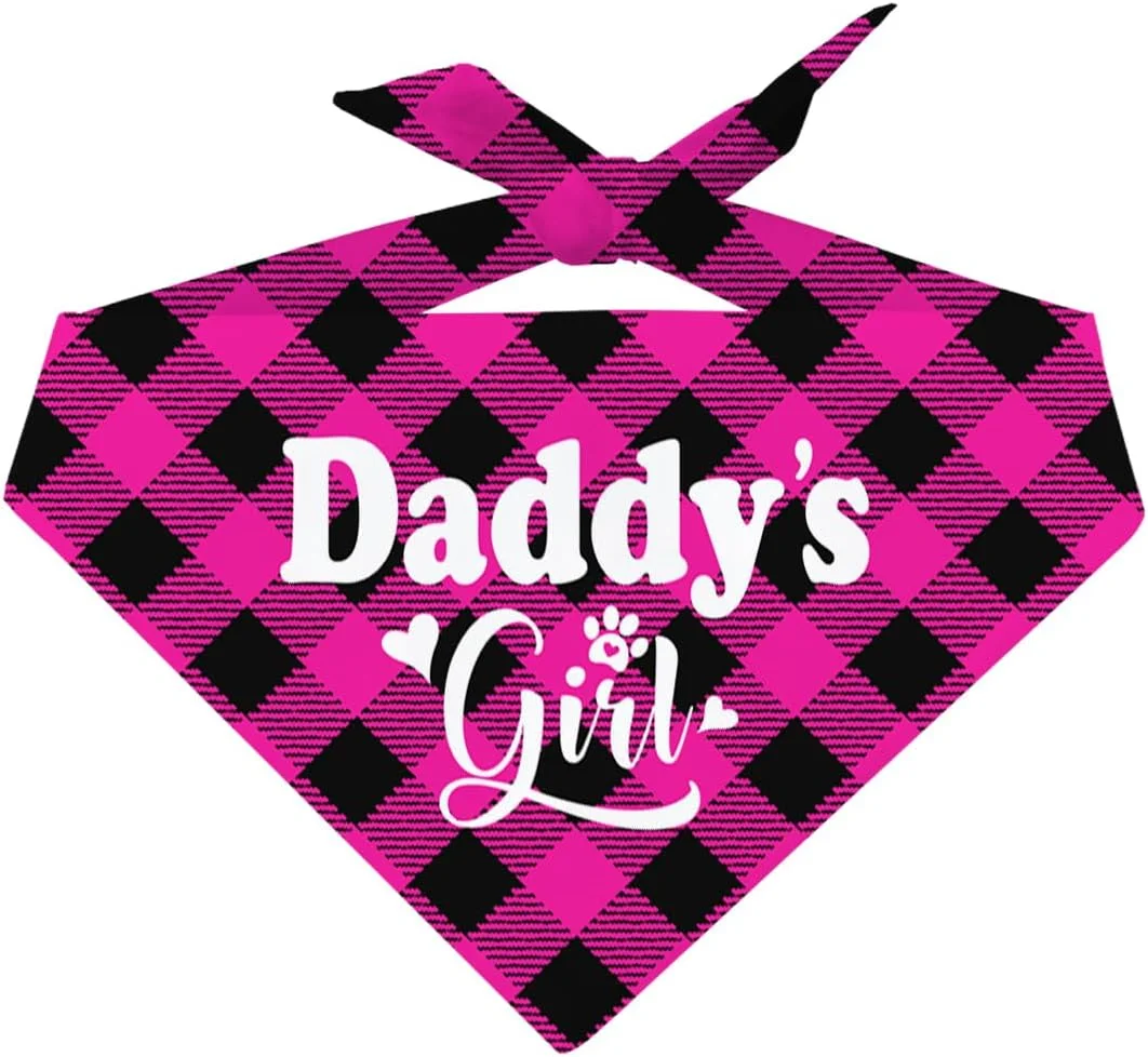 دستمال گردن سگ، دستمال سر سگ با چاپ چهارخانه کلاسیک مشکی صورتی، دستمال گردن پارچه ای راحت برای سگ های کوچک، متوسط و بزرگ، گربه ها، توله سگ ها، هدیه لوازم جانبی حیوانات خانگی