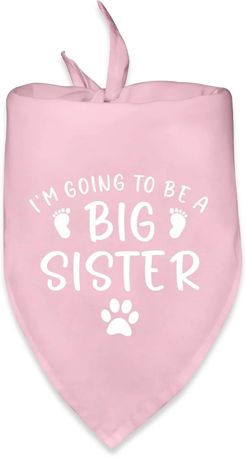 دستمال گردن سگ برای اعلام بارداری، لباس و لوازم جانبی. من می خواهم خواهر بزرگتر بشوم. دستمال گردن صورتی حیوان خانگی، شال، وسیله عکسبرداری برای اعلام بارداری و خبر آمدن نوزاد