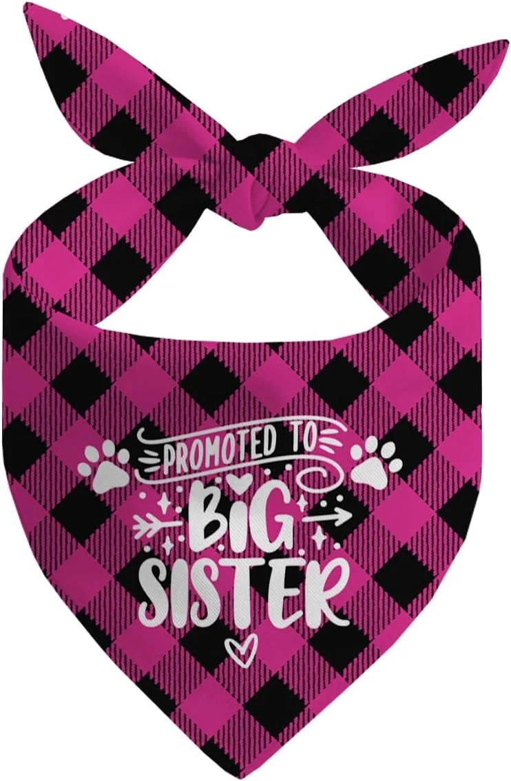 دستمال گردن سگ، دستمال گردن سگ خواهر بزرگتر، شال گردن سگ با طرح چهارخانه کلاسیک، لوازم جانبی شال گردن سگ، لوازم جانبی طرحدار حیوانات خانگی، دستمال گردن حیوانات خانگی D7