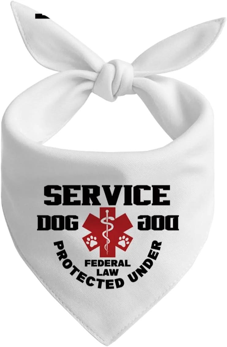 دستمال گردن سگ، دستمال گردن مثلثی سگ، تگ سگ با علامت محافظت فدرال و هشدار پزشکی، شال سفید کلاسیک سگ، لوازم جانبی سگ G4