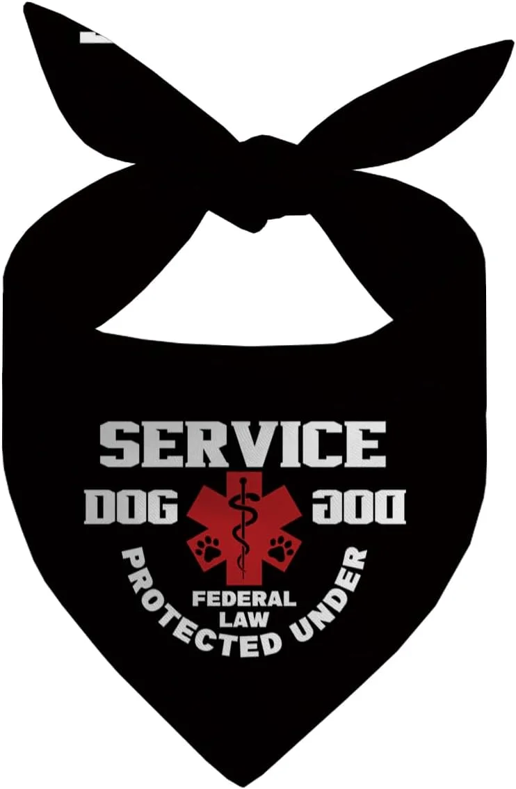 دستمال گردن سگ، دستمال سه گوش سگ، تگ سگ با علامت محافظت فدرال و هشدار پزشکی، شال گردن مشکی کلاسیک سگ، لوازم جانبی سگ G5