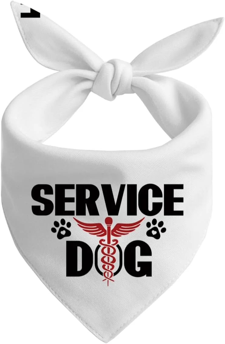 دستمال گردن سگ، دستمال گردن مثلثی سگ، تگ سگ با علامت محافظت فدرال و هشدار پزشکی، شال سگ سفید کلاسیک، لوازم جانبی سگ G10