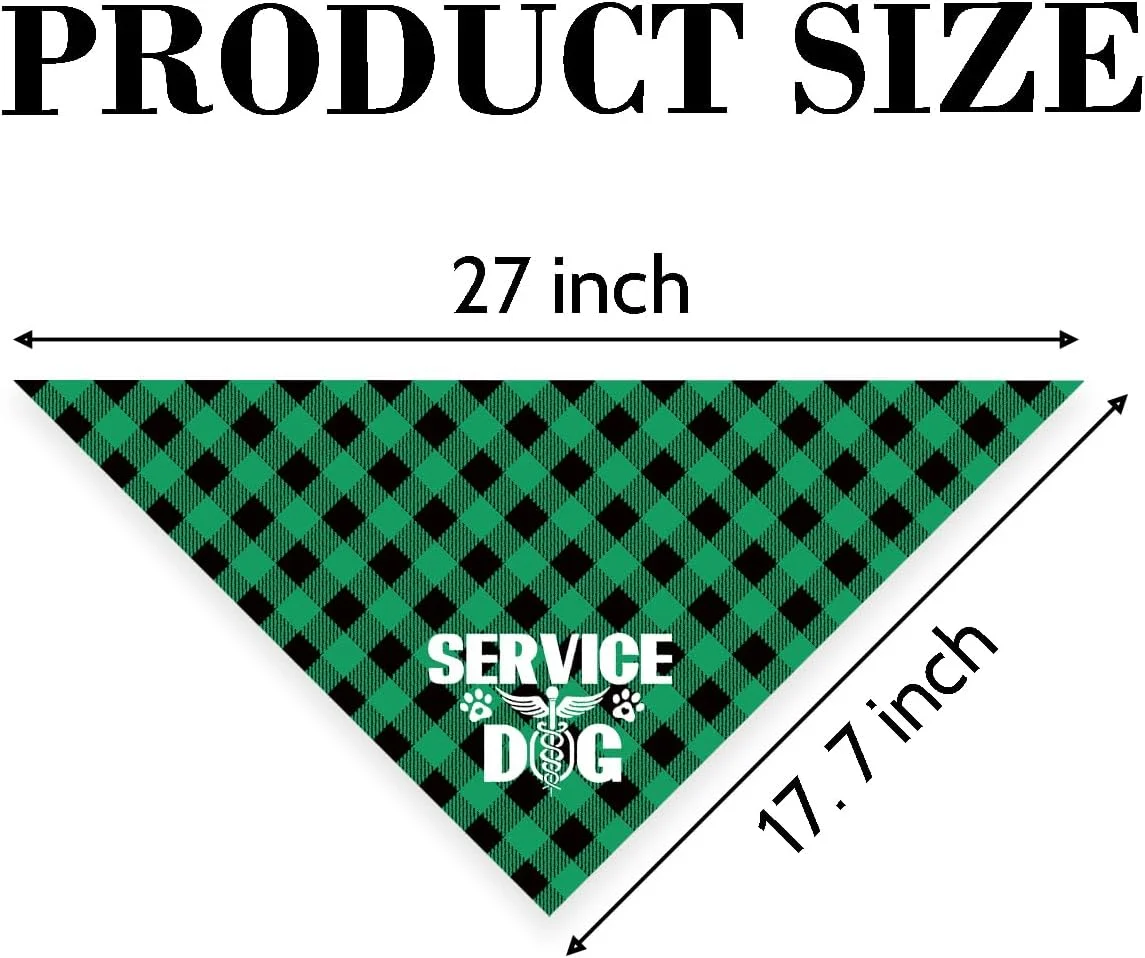 دستمال گردن سگ، دستمال گردن مثلثی سگ، تگ سگ با علامت محافظت فدرال و هشدار پزشکی، شال سگ با طرح چهارخانه سبز کلاسیک، لوازم جانبی سگ G9