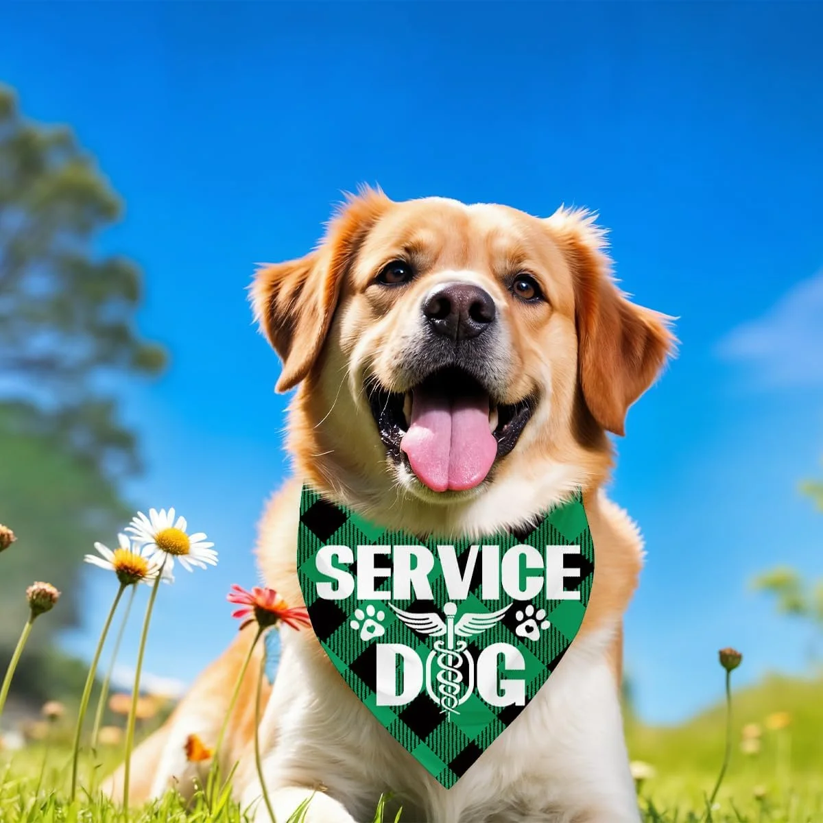 دستمال گردن سگ، دستمال گردن مثلثی سگ، تگ سگ با علامت محافظت فدرال و هشدار پزشکی، شال سگ با طرح چهارخانه سبز کلاسیک، لوازم جانبی سگ G9
