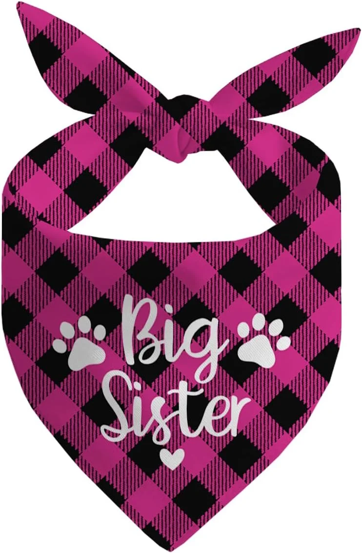 دستمال گردن سگ، دستمال گردن سگ خواهر بزرگتر، شال گردن سگ با طرح چهارخانه کلاسیک، لوازم جانبی شال گردن سگ، لوازم جانبی روگوشی چهارخانه حیوانات خانگی، روگوشی حیوانات خانگی C2