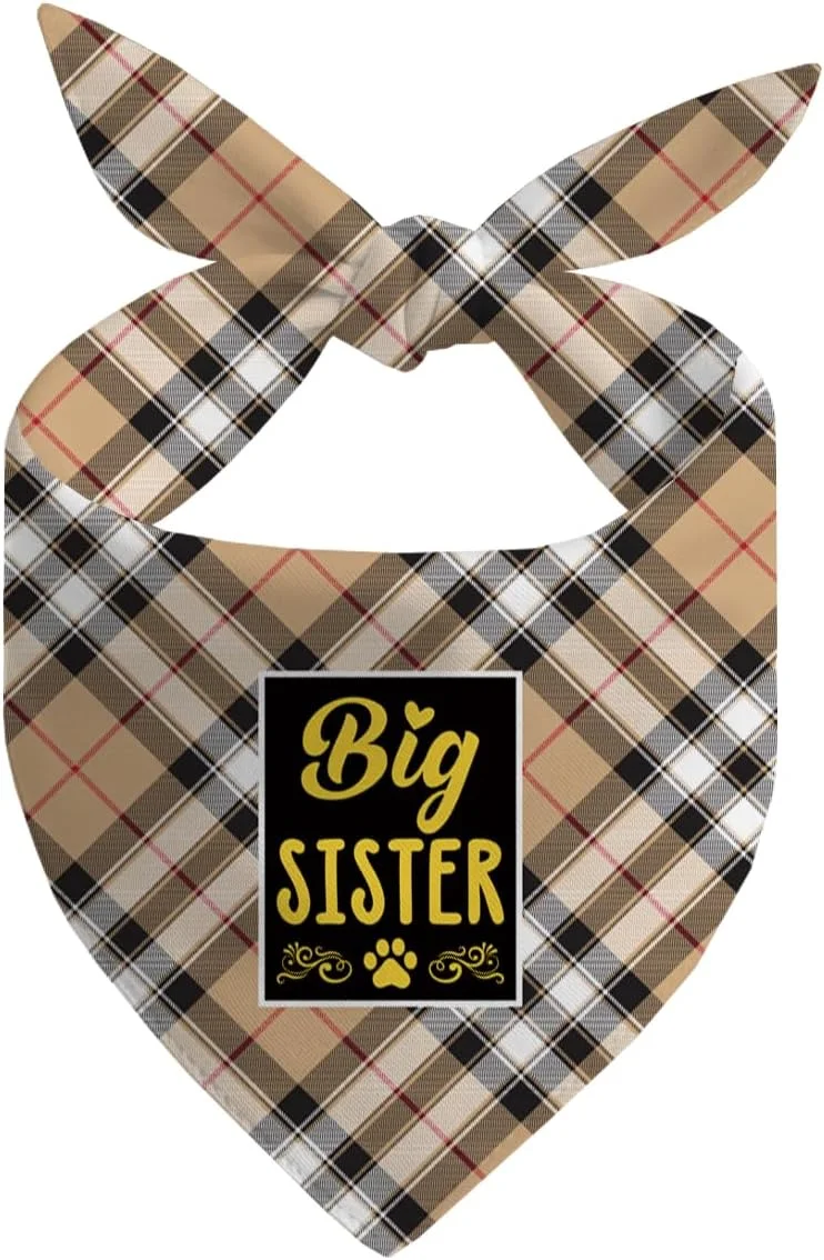 دستمال گردن سگ، دستمال گردن سگ خواهر بزرگتر، شال گردن سگ با طرح چهارخانه کلاسیک، لوازم جانبی شال گردن سگ، لوازم جانبی حیوانات خانگی C15