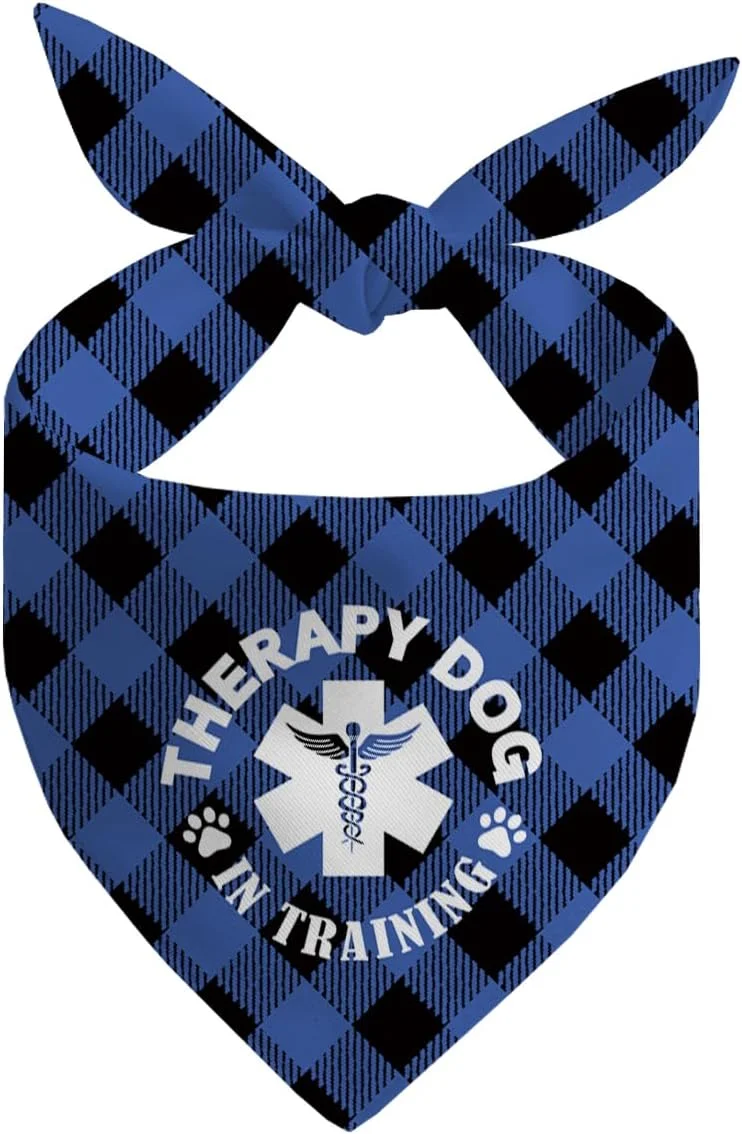 دستمال گردن سگ، دستمال گردن سگ طرح سگ درمانی با قلب، شال سگ طرح چهارخانه آبی کلاسیک، لوازم جانبی شال گردن سگ، لوازم جانبی اعلام بارداری حیوان خانگی F8