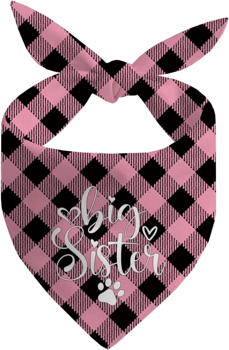 دستمال گردن سگ، دستمال گردن سگ خواهر بزرگتر، شال گردن سگ با طرح چهارخانه کلاسیک، لوازم جانبی شال گردن سگ، لوازم جانبی طرحدار حیوانات خانگی، دستمال گردن حیوانات خانگی C5