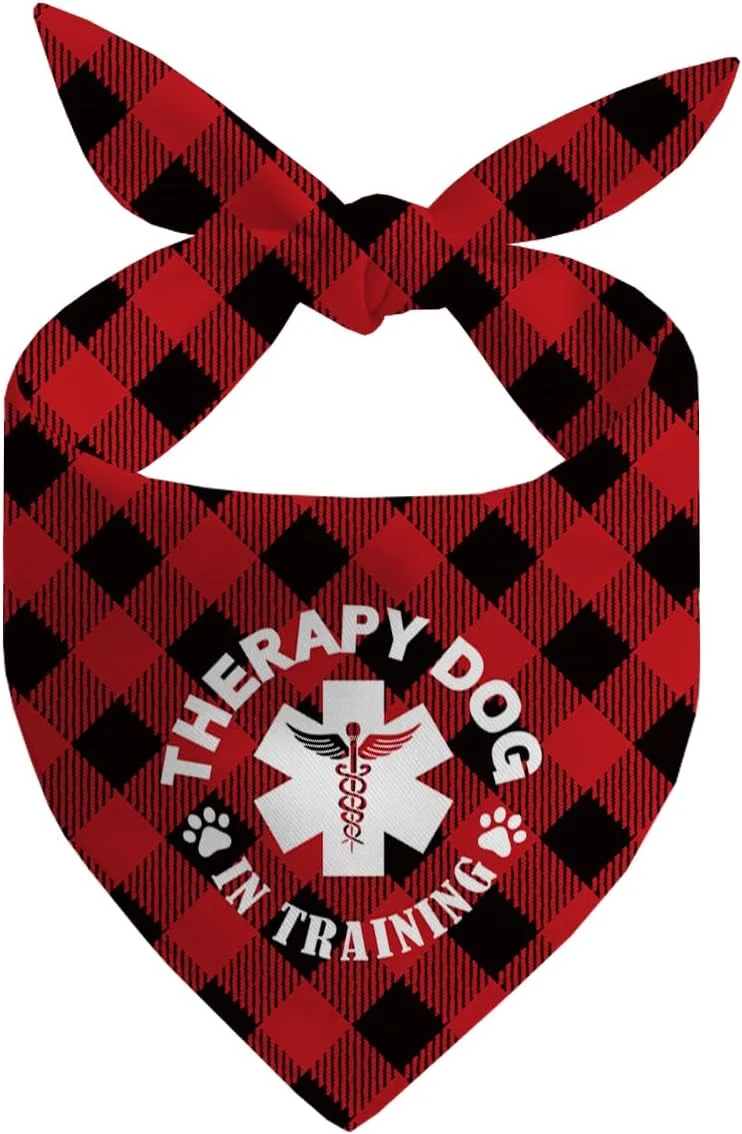 دستمال گردن سگ، دستمال گردن سگ درمانی لطفا من را نوازش کنید با طرح قلب، شال سگ با طرح چهارخانه قرمز کلاسیک، لوازم جانبی شال گردن سگ، لوازم جانبی اعلام بارداری حیوان خانگی F7