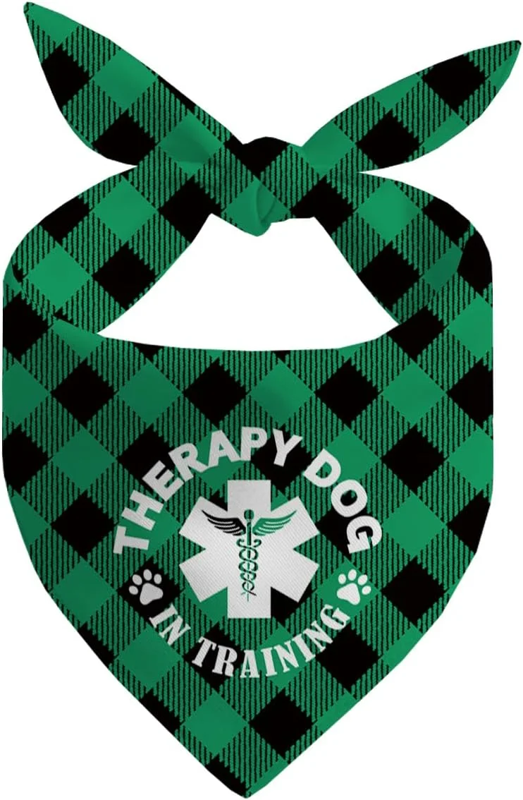 دستمال گردن سگ، دستمال گردن سگ درمانی با طرح قلب، شال سگ با طرح چهارخانه سبز کلاسیک، لوازم جانبی سگ، شال اعلام بارداری حیوان خانگی، لوازم جانبی تعیین جنسیت F9