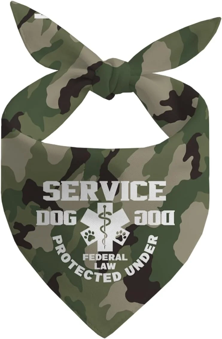دستمال گردن سگ، دستمال گردن مثلثی سگ، تگ سگ با علامت محافظت فدرال و هشدار پزشکی، شال گردن کلاسیک طرح استتار، لوازم جانبی سگ G6