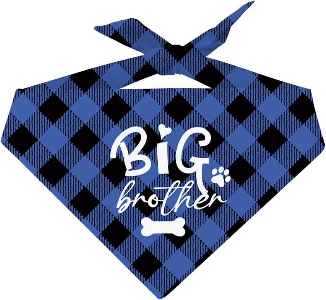 دستمال گردن سگ آبی مشکی، هدیه برادر بزرگ برای سگ ها، لوازم جانبی دستمال گردن چاپی طرح بوفالو برای سگ های کوچک، متوسط و بزرگ، هدیه برای جشن تولد پسرانه سگ