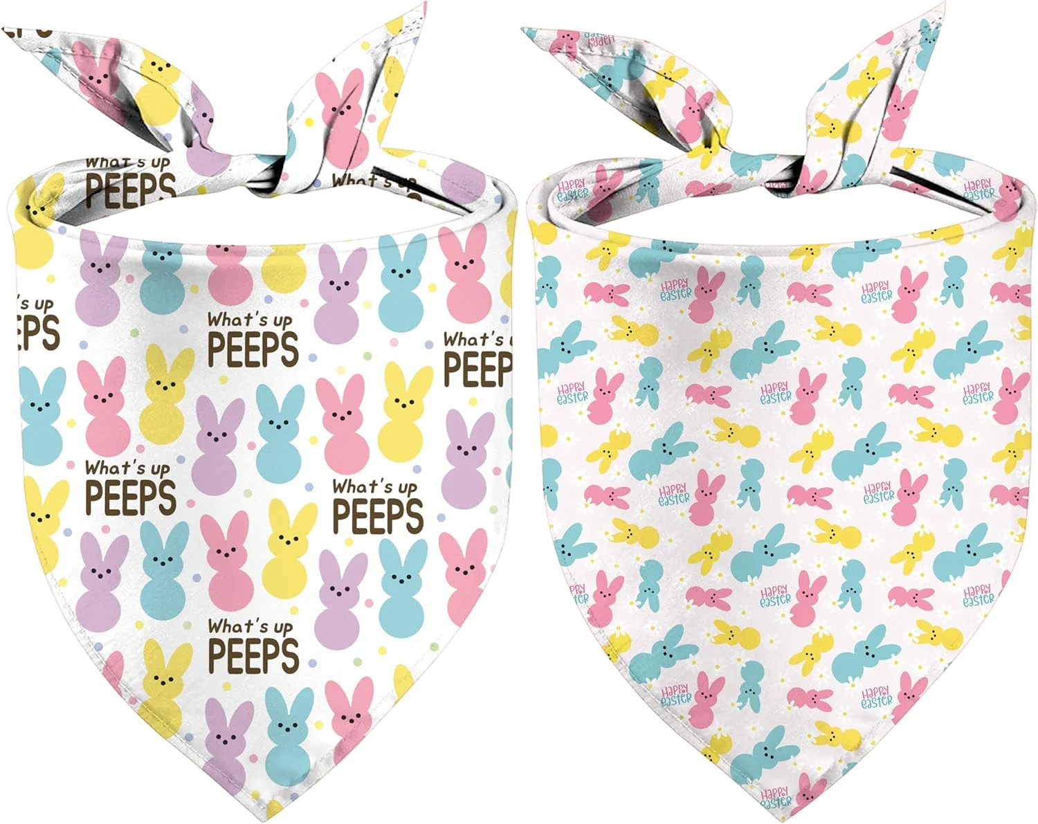 دستمال گردن سگ طرح عید پاک، 2 عددی، طرح خرگوش رنگارنگ دو طرفه، هدیه دستمال سر سگ و توله سگ برای تعطیلات عید پاک