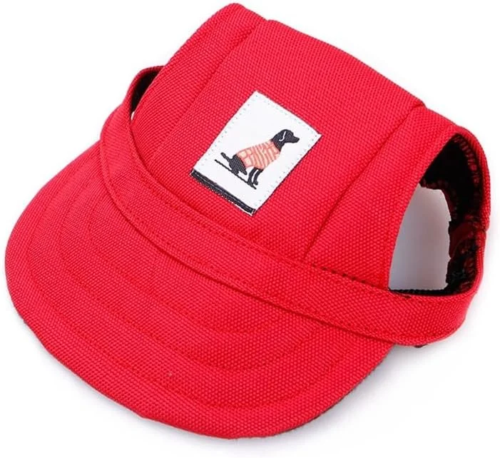 کلاه بیسبال سگ کلاه آفتابگیر توله سگ کلاه محافظ آفتاب با سوراخ های گوش و بند گردن قابل تنظیم برای سگ ها گربه ها بچه گربه های کوچک و متوسط (قرمز، S)