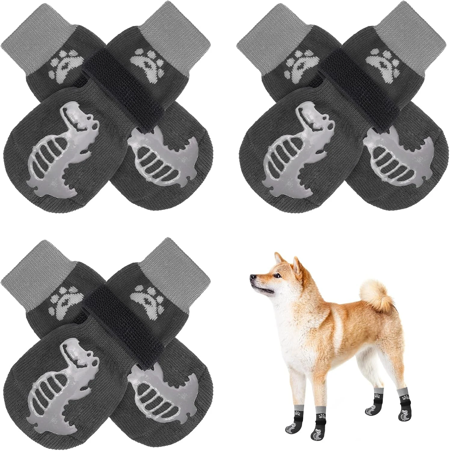 جوراب سگ ضد لغزش BEAUTYZOO، کفش سگ برای سطوح داغ/سرد، محافظ پنجه با گیره 3 جفت برای توله سگ، سگ های کوچک، متوسط، بزرگ، مسن و پیر، جوراب سگ برای جلوگیری از لیسیدن و محافظت از کف چوبی