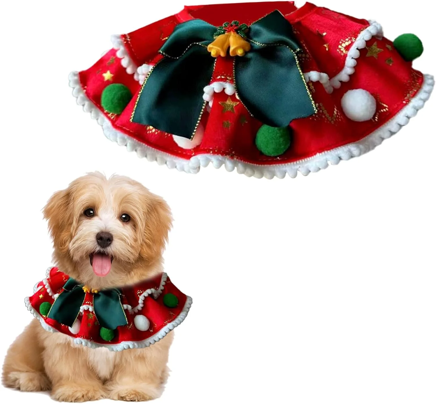 قلاده کریسمس گربه، دستمال گردن سگ قابل تنظیم، قلاده توله سگ با پاپیون، لباس کریسمس حیوانات خانگی برای گربه ها، سگ های کوچک، بچه گربه، لوازم جانبی لباس جشنواره (قرمز، M)