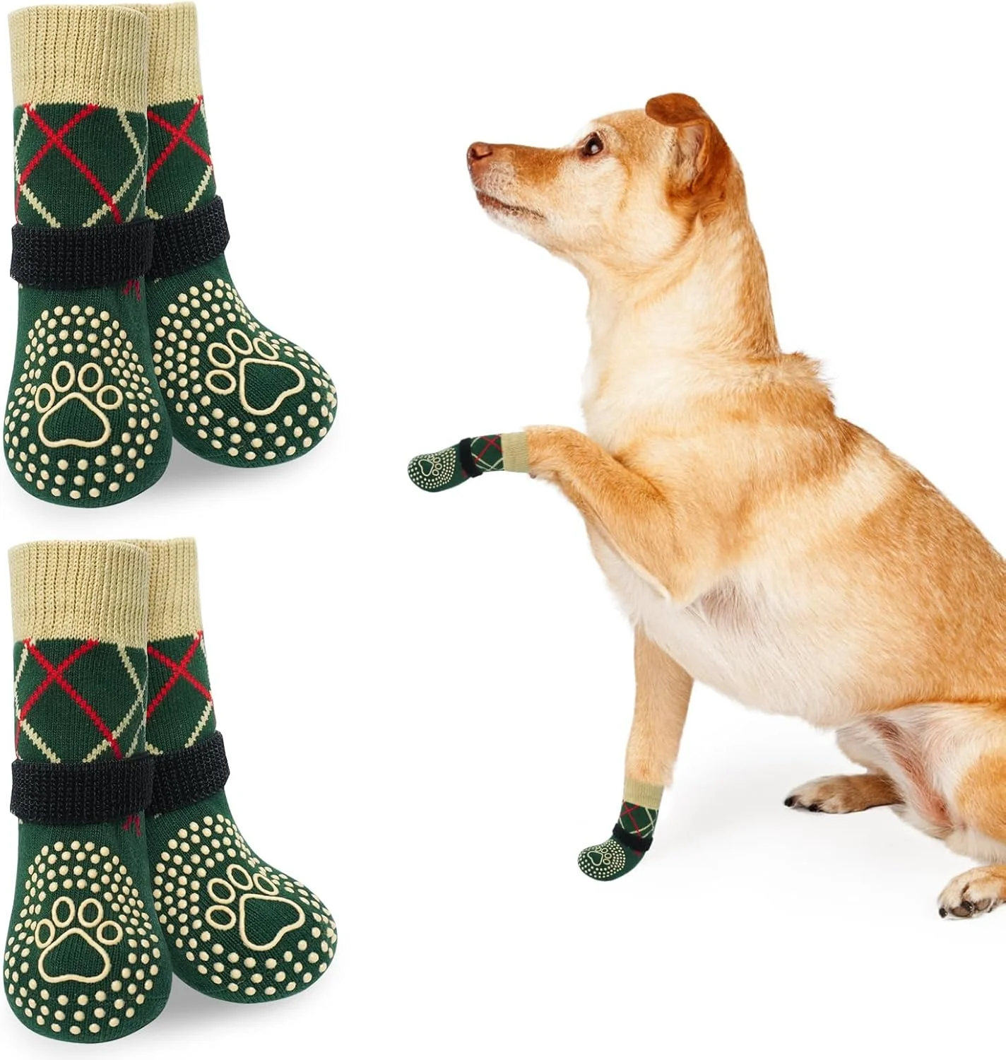 جوراب سگ بیوتی زو برای جلوگیری از لیسیدن پنجه، جوراب سگ برای سطوح سخت ضد لغزش، جوراب برای سگ ها، محافظ پنجه سگ، جوراب چسبنده سگ برای سگ های مسن، جوراب سگ ضد لغزش جلوگیری از خراش - سایز SM