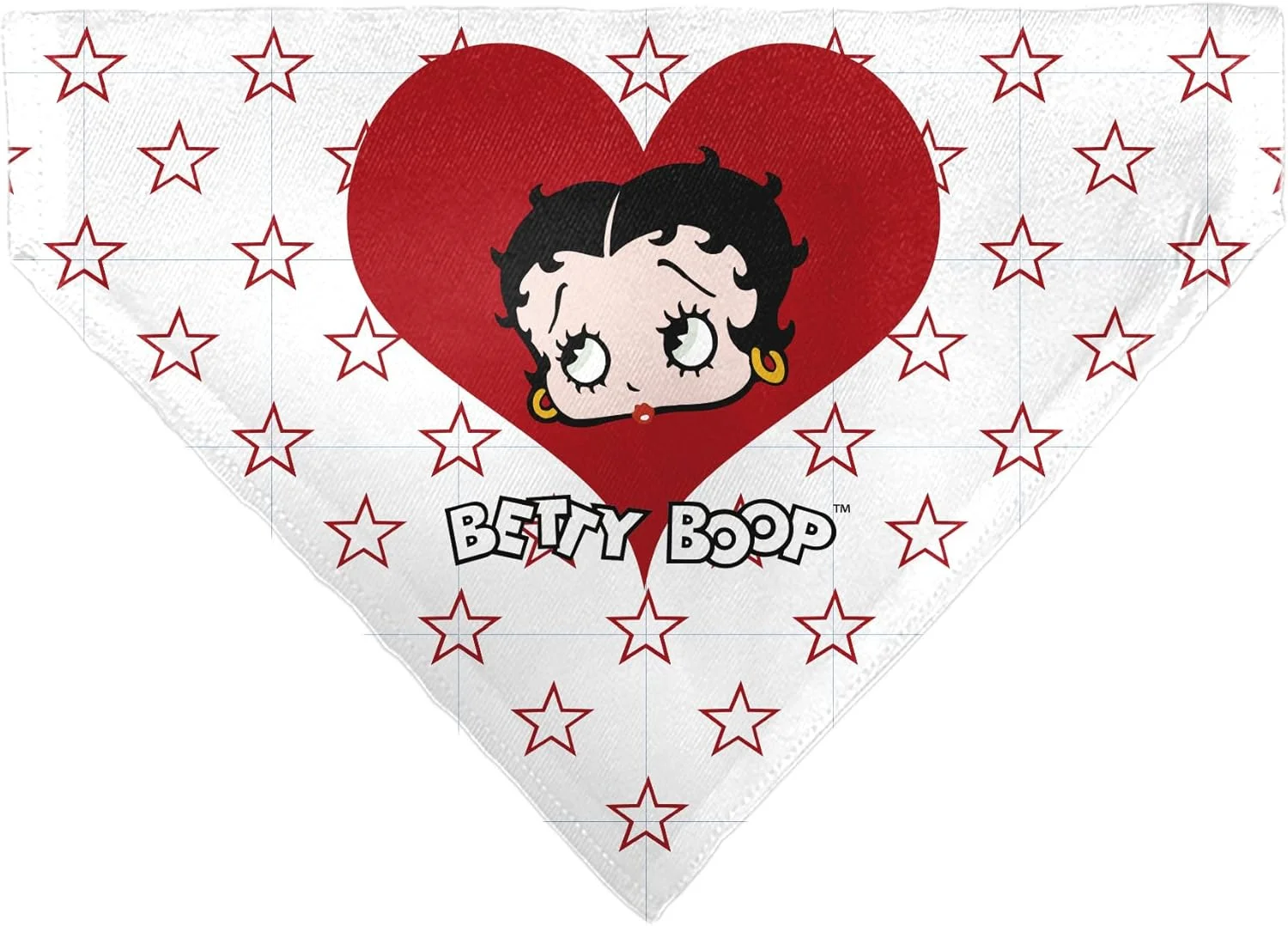 دستمال گردن حیوانات خانگی بتی بوپ، صورت بتی بوپ قلب و ستاره های متنی سفید قرمز
