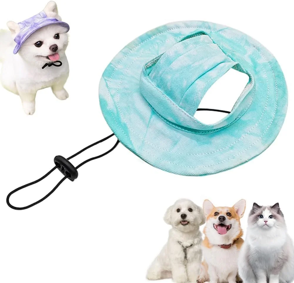 کلاه آفتاب گیر ضد خفگی حیوانات خانگی BIGTHREE، کلاه سبک حیوانات خانگی، کلاه سگ قابل تنظیم، دارای سوراخ های گوش، نرم و راحت، مناسب برای محافظت از آفتاب برای سگ ها و گربه های خانگی در طول سفرهای تابستانی.
