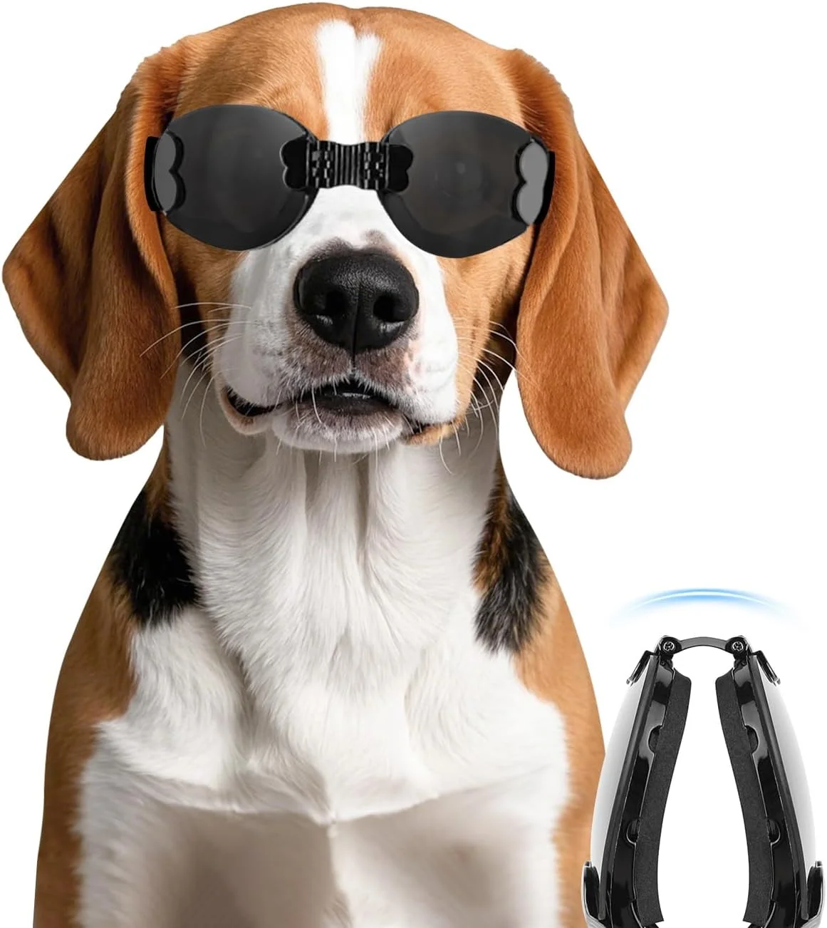 عینک تاشو سگ برای نژادهای کوچک تا متوسط، عینک آفتابی ضد اشعه ماوراء بنفش سگ با بندهای قابل تنظیم