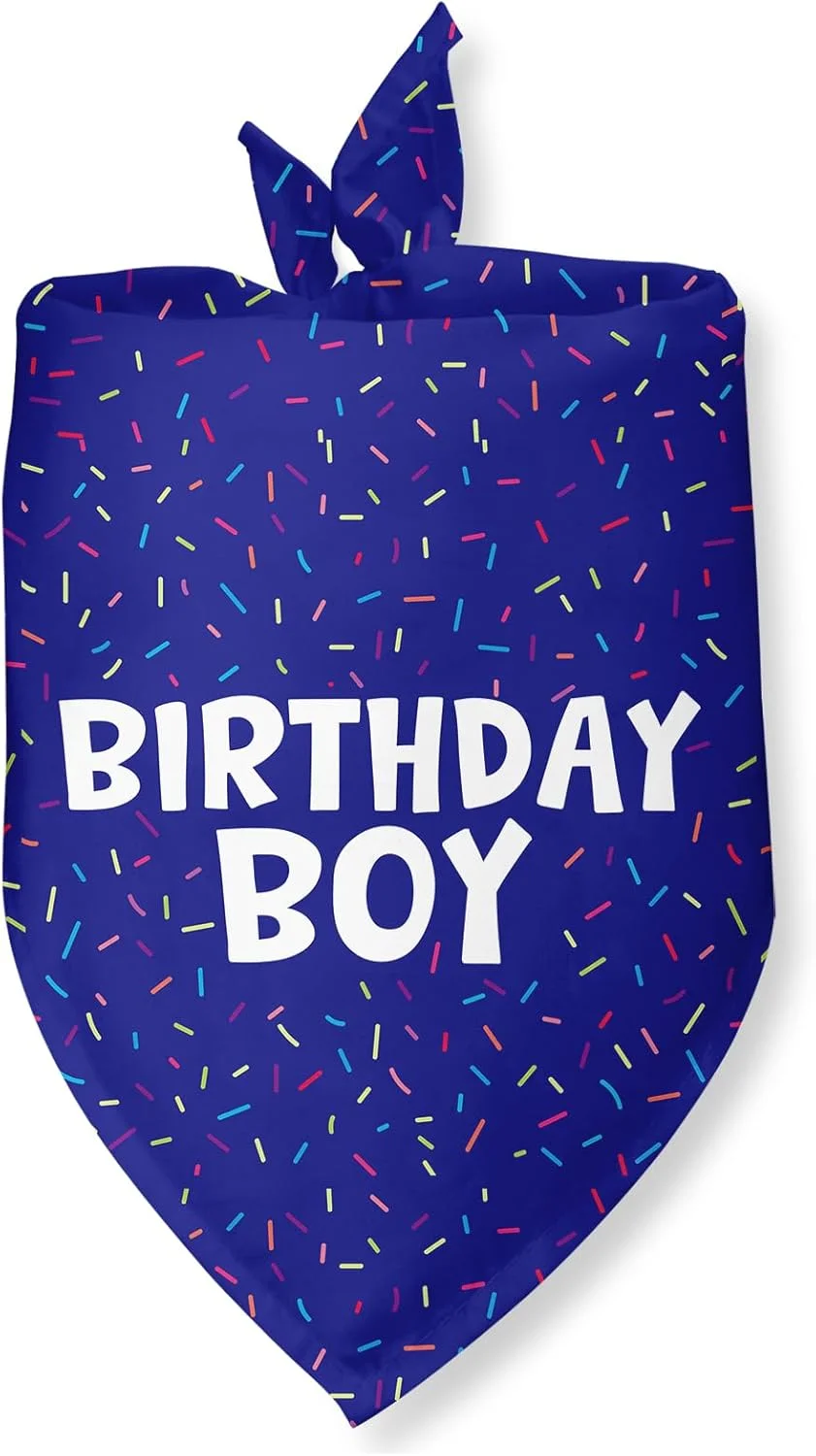 دستمال گردن سگ طرح تولد پسرانه، مناسب جشن تولد سگ ها، لوازم مهمانی، شال حیوانات خانگی برای سگ ها و گربه های کوچک و متوسط