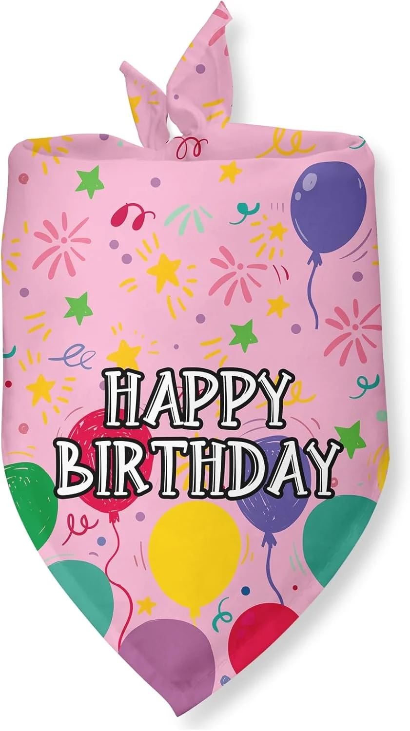 دو عدد دستمال گردن سگ طرح تولدت مبارک، دستمال گردن تولد سگ برای هدیه تولد سگ ها، لوازم مهمانی، روسری حیوانات خانگی برای سگ ها و گربه های کوچک و متوسط