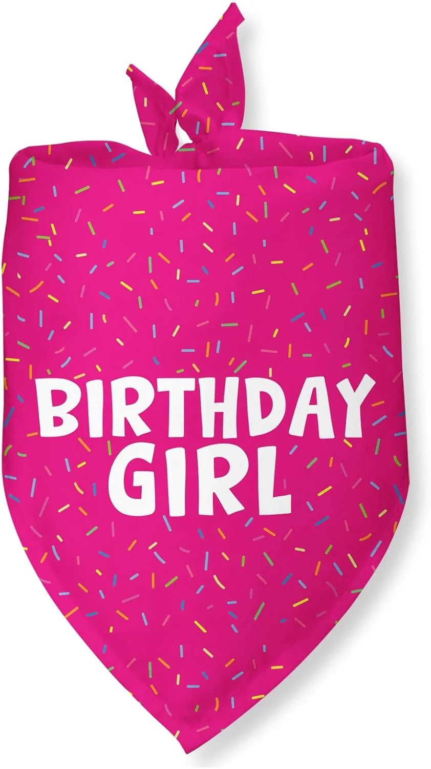 دستمال گردن سگ طرح تولد دخترانه، دستمال گردن تولد سگ، لوازم مهمانی هدیه تولد سگ، شال حیوانات خانگی برای سگ ها و گربه های کوچک و متوسط